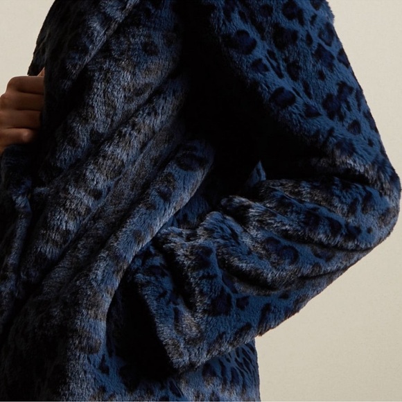 Ted Baker Zenaida Faux Fur Blue Coat - Picture 3 of 7